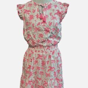 NWT Vineyard Vines Pink Palms & Palmeria Ruffle Sleeves Dress - Small